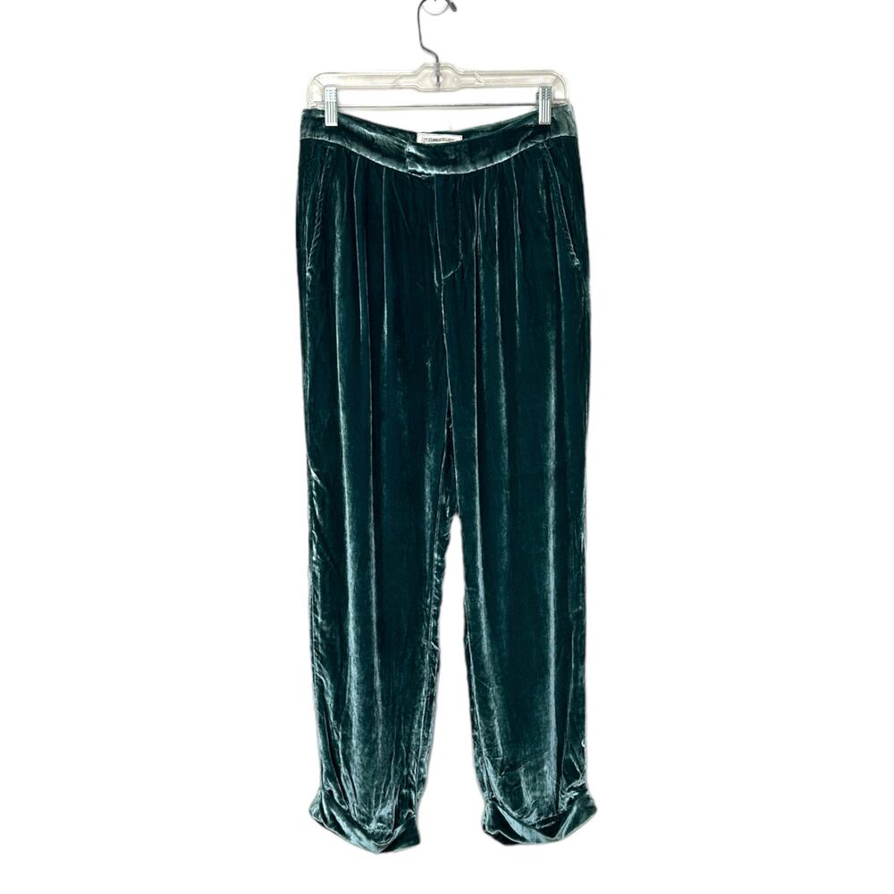 Current Elliot green velvet pleated high waist pants size 1- US 4